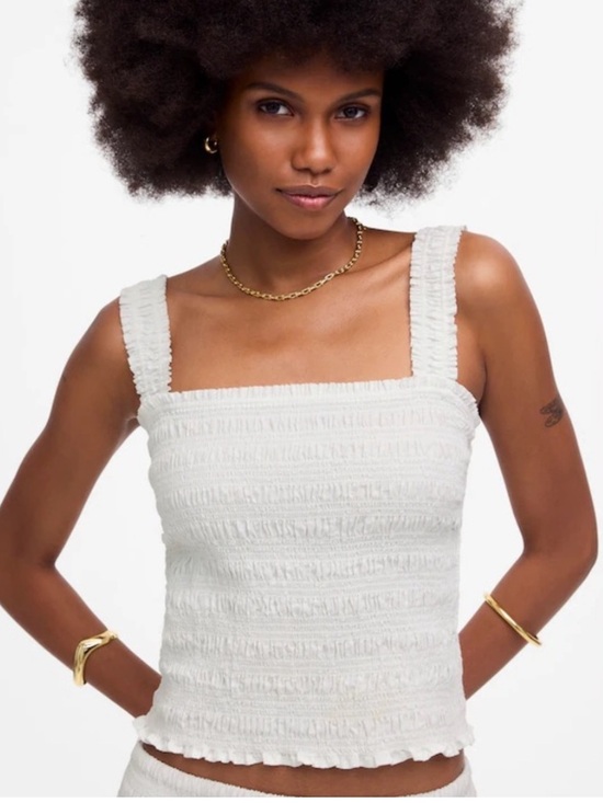 Madewell Tops - Madewell Poplin Smocked Tank Size Small in White